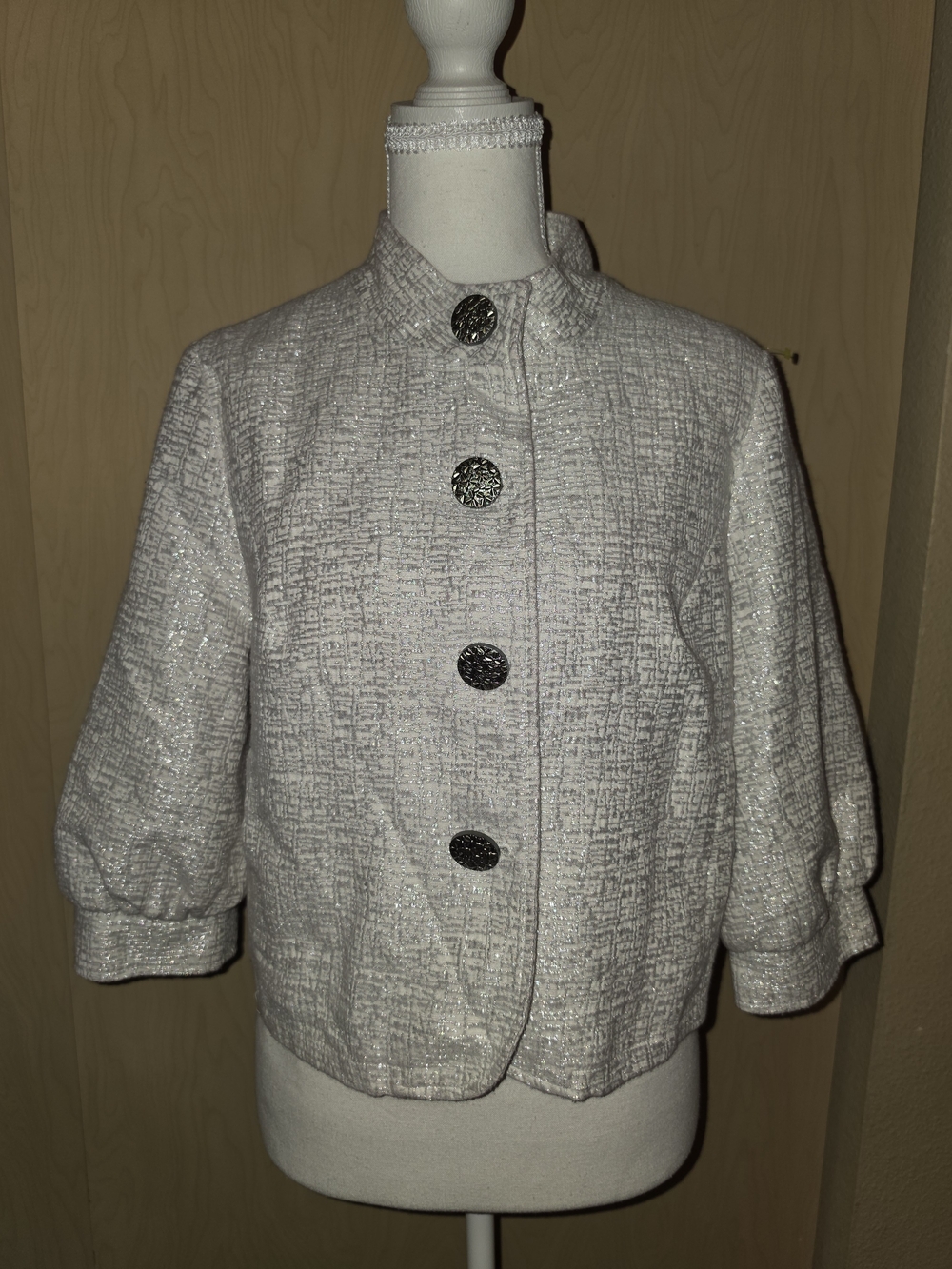 Mossimo Shimmer Metallic Statement Button Crop Jacket Size Large